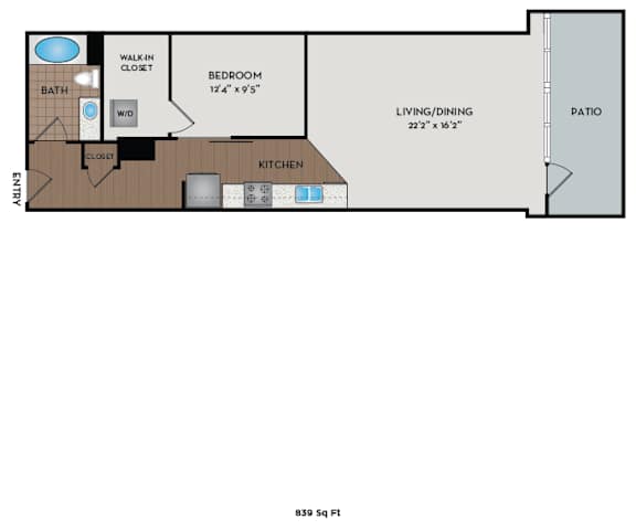Metro 112 Apartments - Bellevue, WA - Mountain-II floor plan 839 Sq Ft