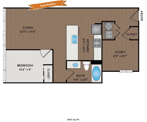 Metro 112 Apartments - Bellevue, WA - Pacific I floor plan 840 Sq Ft