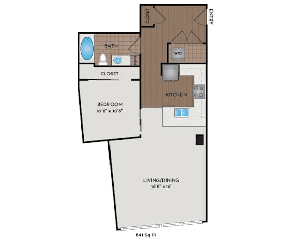 Metro 112 Apartments - Bellevue, WA - Mountain-III floor plan 841 Sq Ft