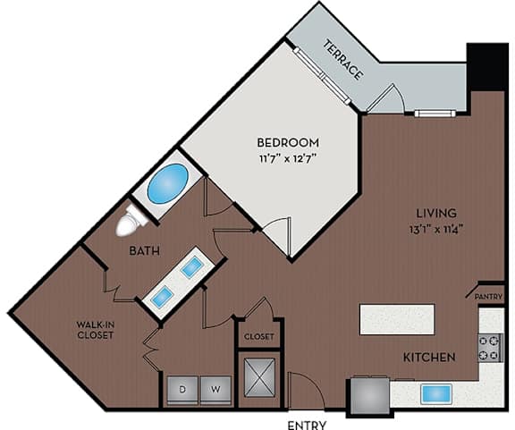 Larq Henderson Apartments | Dallas, TX | 11F4 Floor Plan 848 SF
