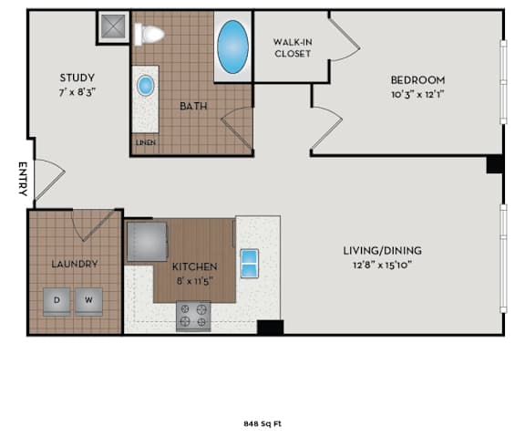 Metro 112 Apartments - Bellevue, WA - Pacific-III floor plan 848 Sq Ft
