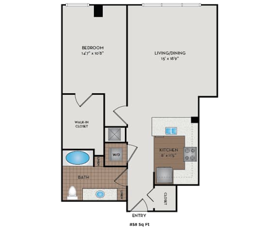 Metro 112 Apartments - Bellevue, WA - Cascade-X floor plan 858 Sq Ft