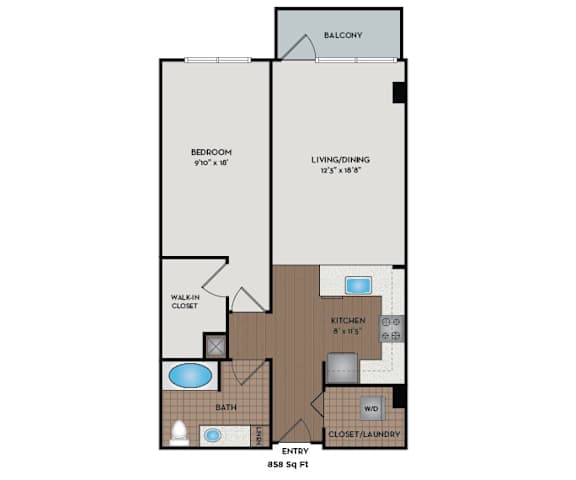 Metro 112 Apartments - Bellevue, WA - Emerald-VII floor plan 858 Sq Ft