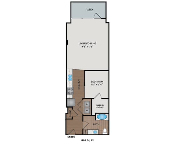 Metro 112 Apartments - Bellevue, WA - Mountain-IV floor plan 888 Sq Ft