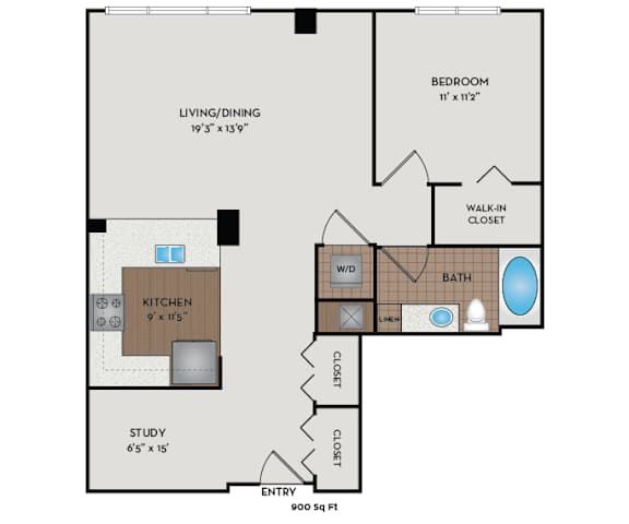 Metro 112 Apartments - Bellevue, WA - Pacific-VI floor plan 900 Sq Ft