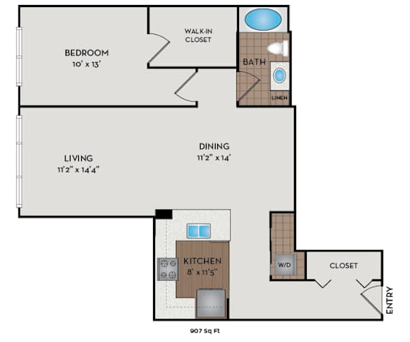 Metro 112 Apartments - Bellevue, WA - Emerald-VIII floor plan 907 Sq Ft