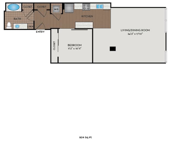 Metro 112 Apartments - Bellevue, WA - Mountain-V floor plan 924 Sq Ft