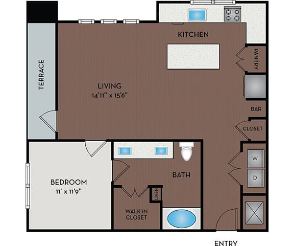 Larq Henderson Apartments | Dallas, TX | 11F5B Floor Plan 932 SF