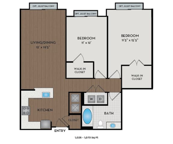 The Reserve at Tysons Corner - Raleigh, NC- Furstenberg floor plan 1025 Sq Ft
