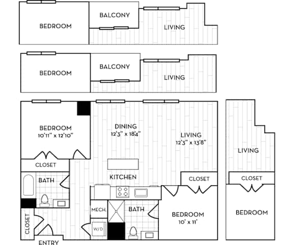 Velo Forest Hills Apartments - B5 Floor Plan 1006-1069 Sq Ft  - Boston, MA Apartments