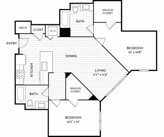 Malden Square Apartments | Malden, MA | 1011 Sq Ft Floor Plan