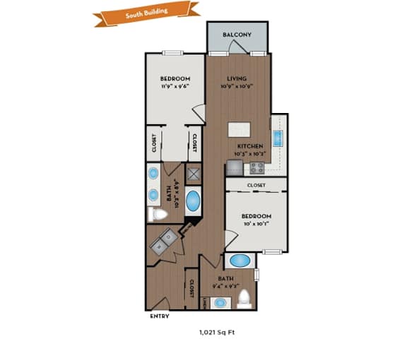 Metro 112 Apartments - Bellevue, WA - Pier IV floor plan 1021 Sq Ft