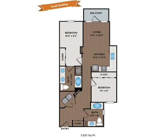 Metro 112 Apartments - Bellevue, WA - Pier V floor plan 1021 Sq Ft