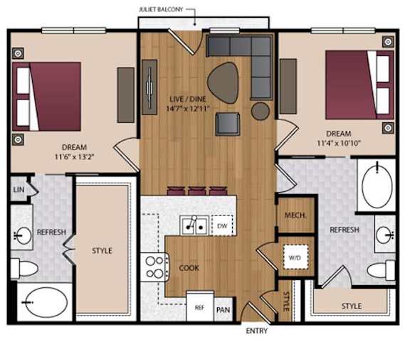 Stella - Dallas, TX - 22F1B Floor Plan 1029 SF
