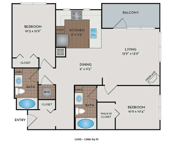 Metro 112 Apartments - Bellevue, WA - Pier-VI floor plan 1030 Sq Ft