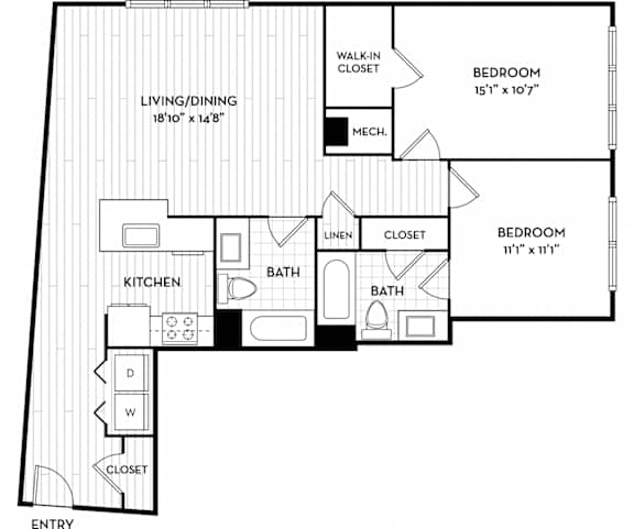 Malden Square Apartments | Malden, MA | 1048 Sq Ft Floor Plan