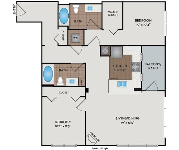 Metro 112 Apartments - Bellevue, WA - Pier VII floor plan 1069 Sq Ft
