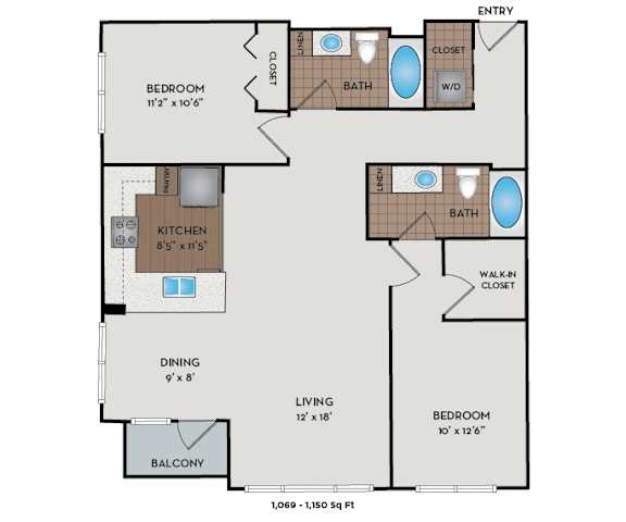 Metro 112 Apartments - Bellevue, WA - Summit-V floor plan 1150 Sq Ft