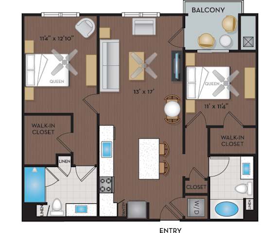 Joule La Floresta - Brea, CA - 22F2B Floor Plan 1095 SF