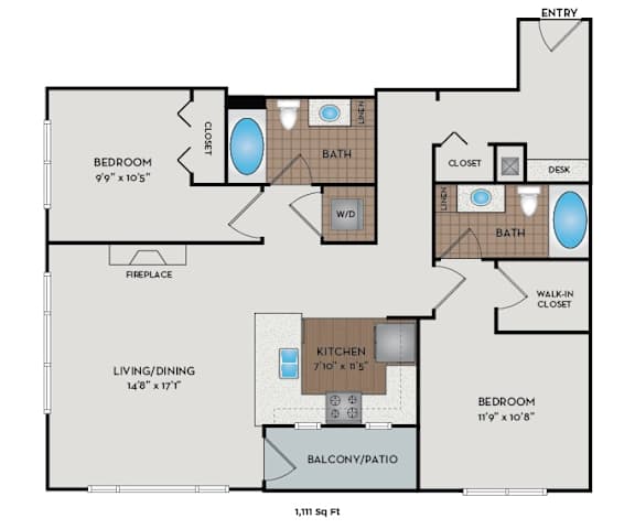 Metro 112 Apartments - Bellevue, WA - Summit-II floor plan 1111 Sq Ft