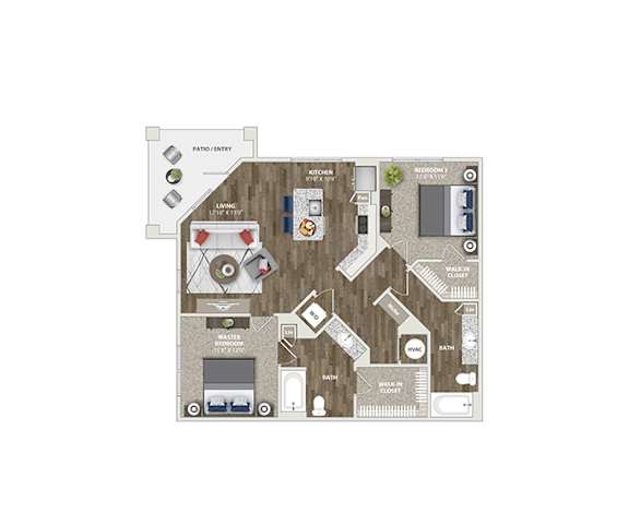 Briley Apartments - Matthews, NC - 22F2B Floor Plan