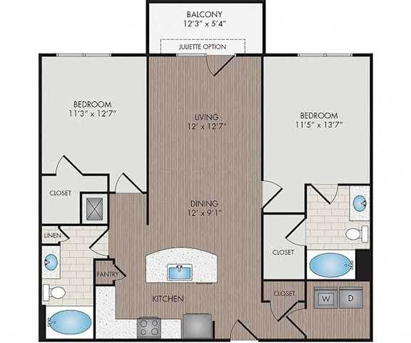 Marshall Park Apartments and Townhomes - Raleigh, NC - Mitchell Floor Plan