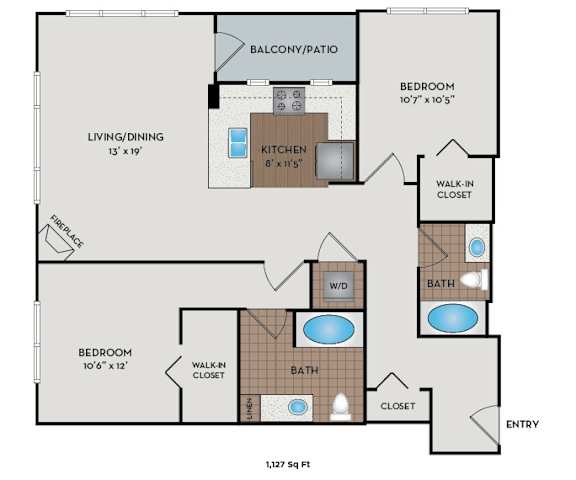 Metro 112 Apartments - Bellevue, WA - Summit-III floor plan 1127 Sq Ft