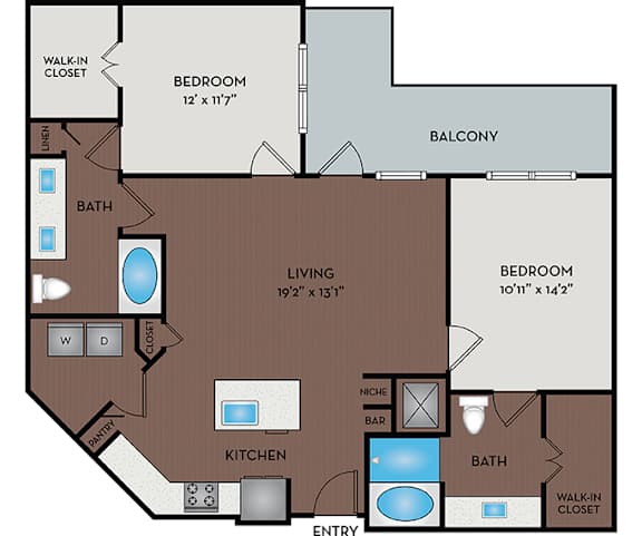Larq Henderson - Dallas, TX - 22F2A Floor Plan