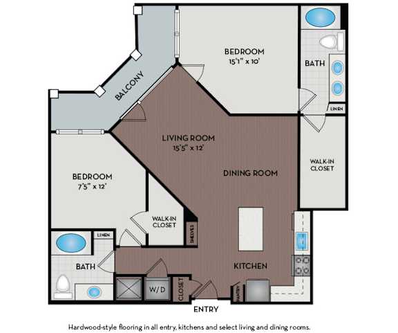 Mallory Square | Rockville, MD | 22F3D Floor Plan 1167 SF