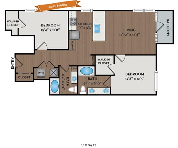 Metro 112 Apartments - Bellevue, WA - Summit VI floor plan 1171 Sq Ft