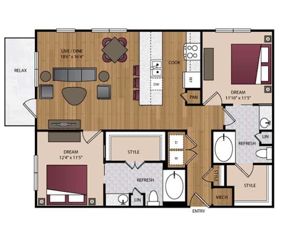 Stella - Dallas, TX - 22F3A Floor Plan 1184 SF