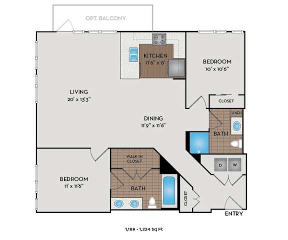 The Matisse - Portland, OR - Signac floor plan 1189 Sq Ft