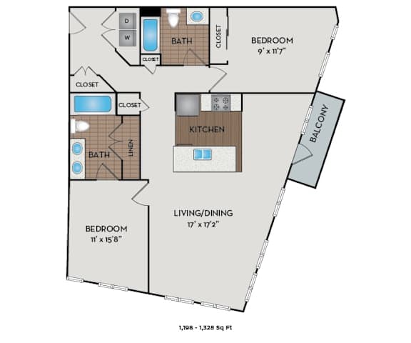 The Matisse - Portland, OR - Toulouse floor plan 1198 Sq Ft
