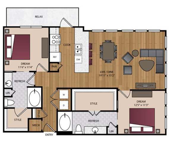 Stella - Dallas, TX - 22F3B Floor Plan 1199 SF