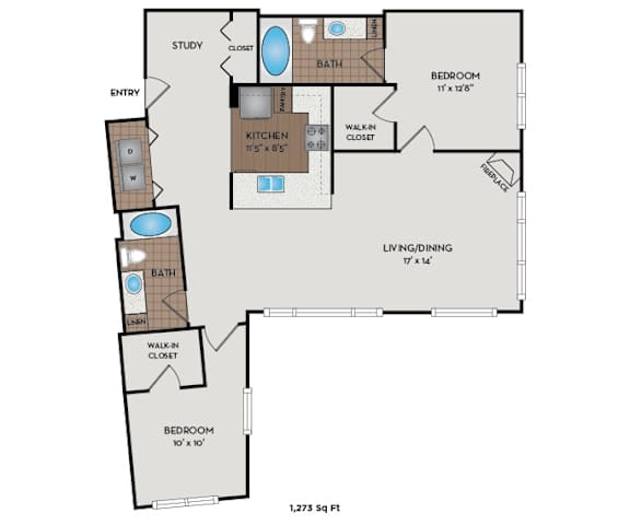 Metro 112 Apartments - Bellevue, WA - Wave-IV floor plan 1273 Sq Ft