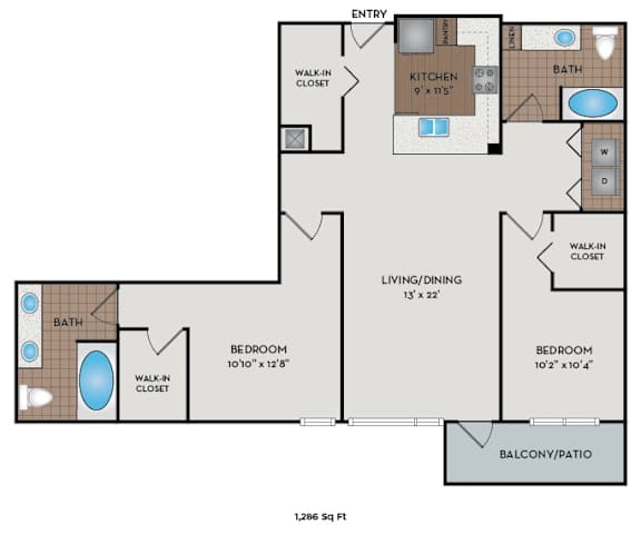 Metro 112 Apartments - Bellevue, WA - Summit-VII floor plan 1286 Sq Ft