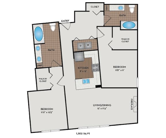 Metro 112 Apartments - Bellevue, WA - Summit VIII floor plan 1302 Sq Ft