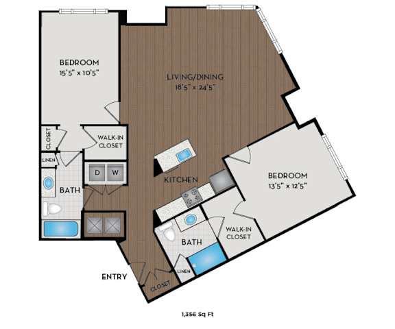 The Reserve at Tysons Corner - Raleigh, NC- Versace floor plan 1356 Sq Ft