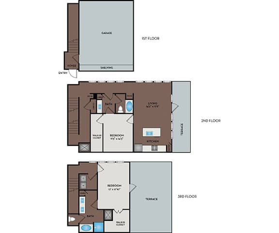 Larq Henderson Apartments | Dallas, TX | 22T1A Floor Plan 1763 SF