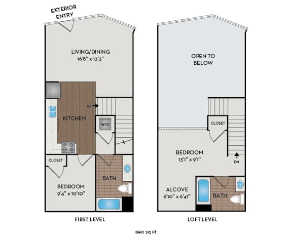 The Matisse - Portland, OR - Rivera floor plan 890 Sq Ft
