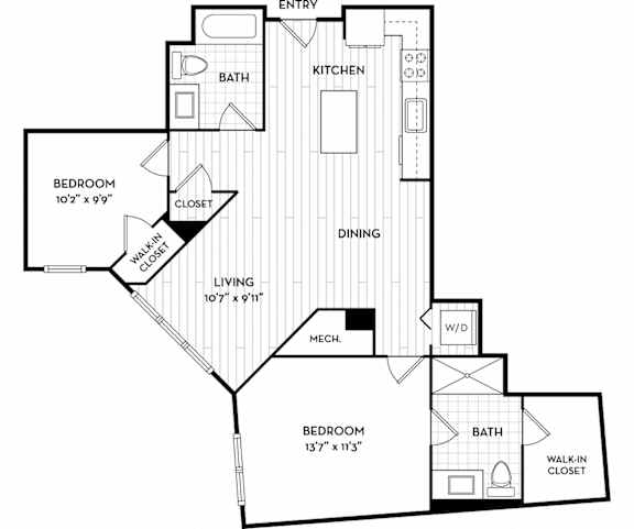 Malden Square Apartments | Malden, MA | 895 Sq Ft Floor Plan