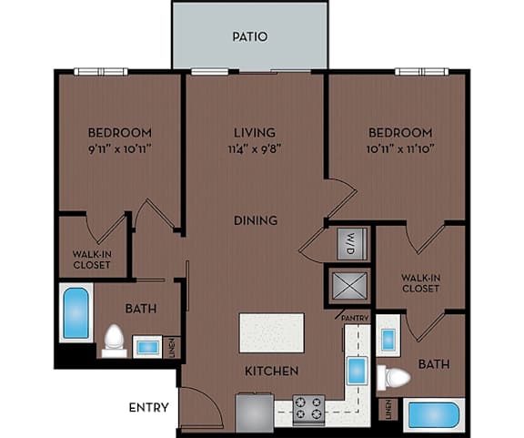 Pace Apartments - South Las Vegas, NV - 22F1 Floor Plan 967 SF