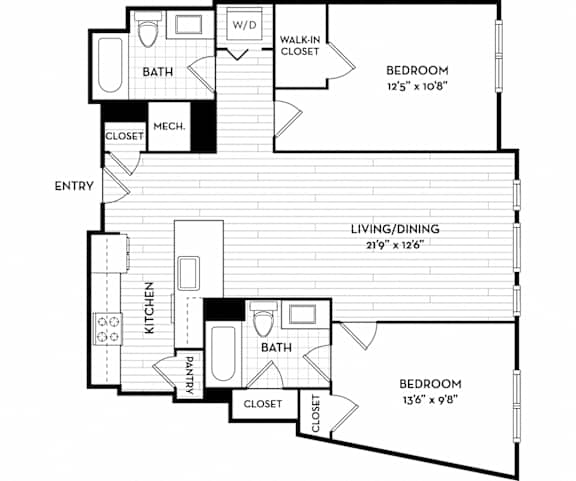Malden Square Apartments | Malden, MA | 977 Sq Ft Floor Plan