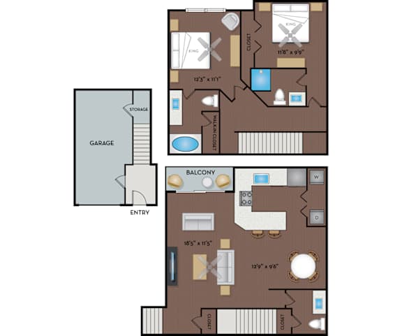 NoA on McNeil Apartments - Round Rock Austin, TX - 22T2 Floor Plan 1154 SF