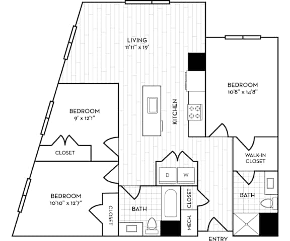 Velo Forest Hills Apartments - C2 Floor Plan 1267 Sq Ft - Boston, MA Apartments