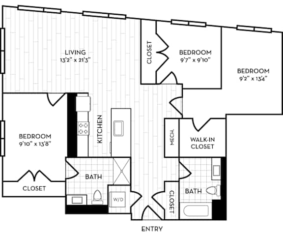 Floor Plan  Velo Forest Hills Apartments - C1 Floor Plan 1302 Sq Ft - Boston, MA Apartments
