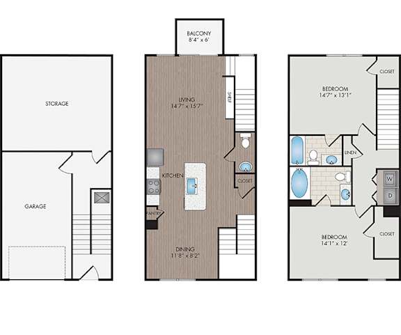 Marshall Park Apartments and Townhomes - Raleigh, NC - Walnut Floor Plan