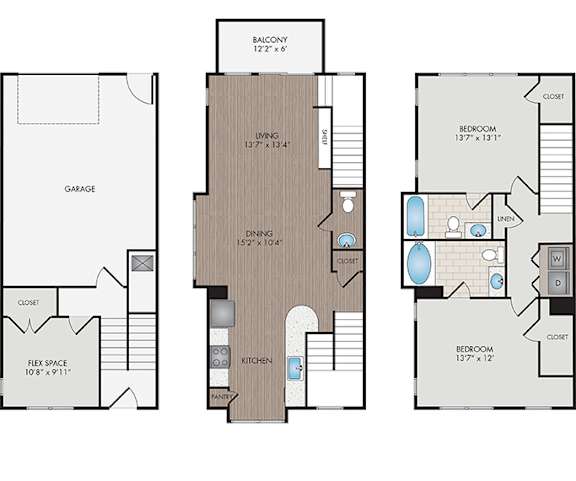 Marshall Park Apartments and Townhomes - Raleigh, NC - Wakefield Floor Plan