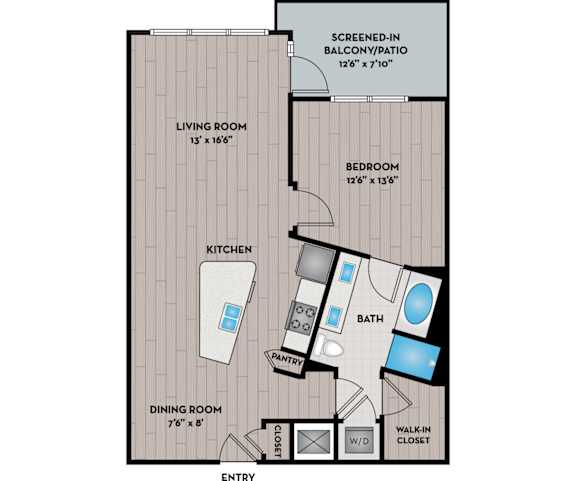 Lake Vue Apartments - Orlando, FL - 11F3 Floor Plan 873 SF