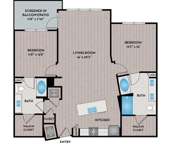 Lake Vue Apartments - Orlando, FL - 22F4 Floor Plan 1246 SF